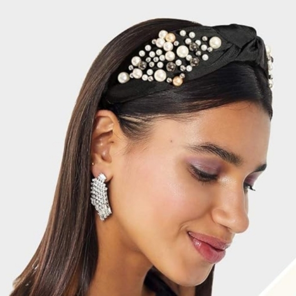 NWOT Black Knotted Headband with Faux Pearl & Bead Embellishments ๐ค๐ฆช - Picture 13 of 14